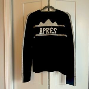 Apres Black Sweater, 100% Merino Wool, Size L